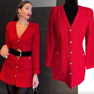 Zara Red Mini Dress with Gold Buttons